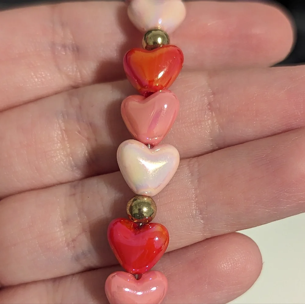 Heart Beaded Cell Phone Holder Wristlet New!